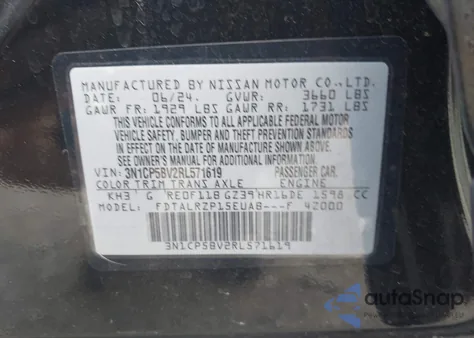 2024 Nissan Kicks S from USA, damaged, VIN 3N1CP5BV2RL571619